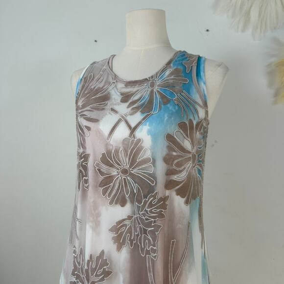 Alison Sheri Womens Y2K Floral Fairy Midi Dress Size S Ombre Mesh Asymmetric Hem - Picture 3 of 10